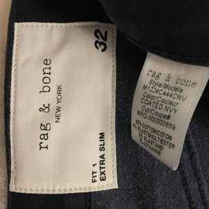 Brand New Rag & Bone Men's Slim Jeans - Coated Navy
